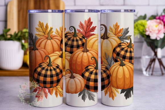 Autumn Pumpkin Plaid 20oz Tumbler Wrap