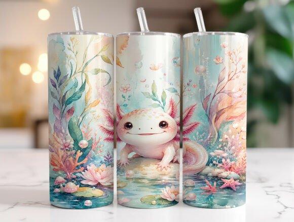 Axolotl Sublimation Tumbler Wrap PNG