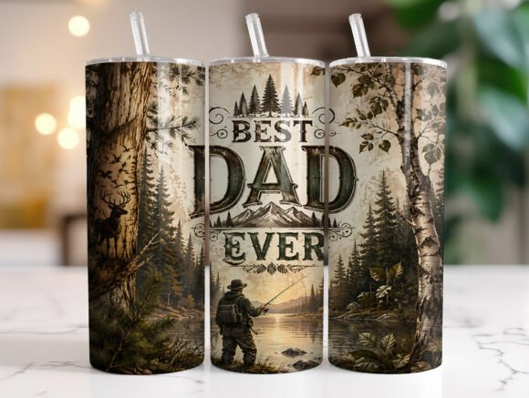 Best Dad Ever 20oz Tumbler Wraps PNG