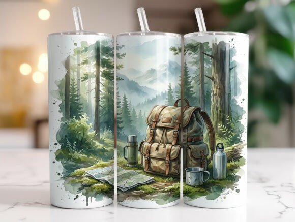 Camping Hiking 20oz Tumbler Wraps PNG