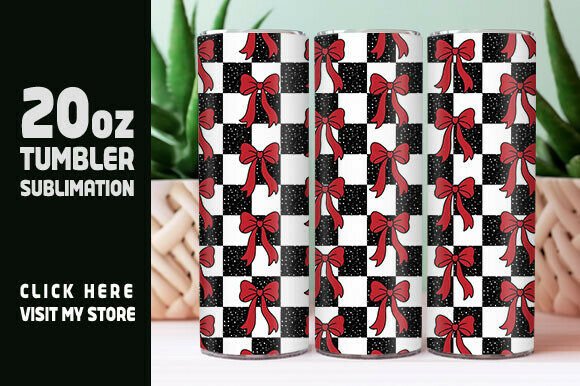 Checkered Bows Tumbler Wrap, Retro Check
