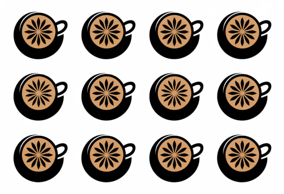 Coffee Cup Floral Design Vector Art