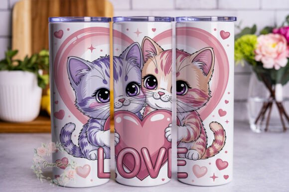 Cute Cat Couple Love 20oz Tumbler Wrap