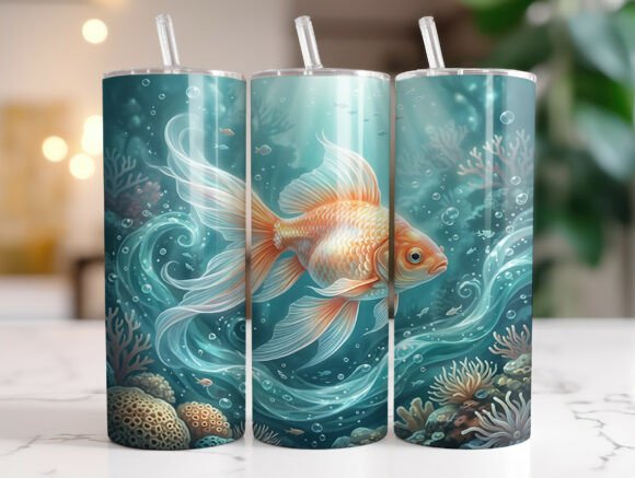 Cute Goldfish 20oz Tumbler Wrap PNG