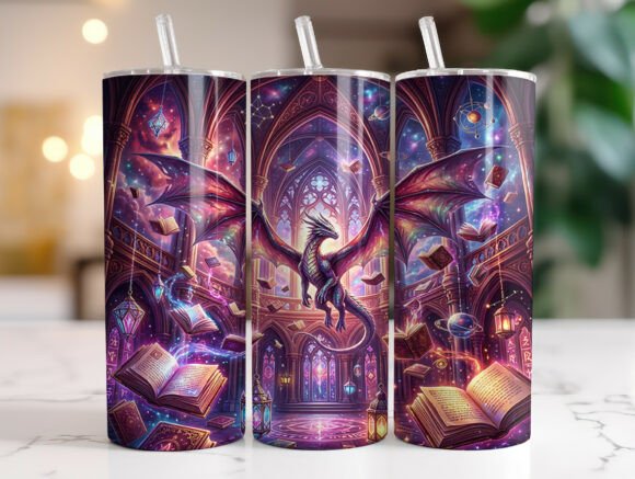 Fantasy Dragon 20oz Tumbler Wrap PNG
