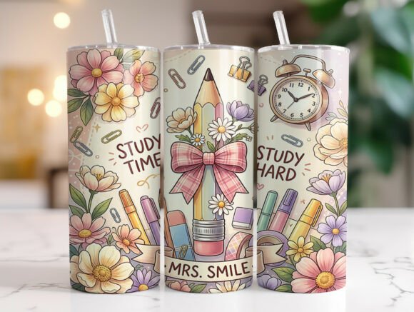 Floral Teacher 20oz Tumbler Wrap PNG