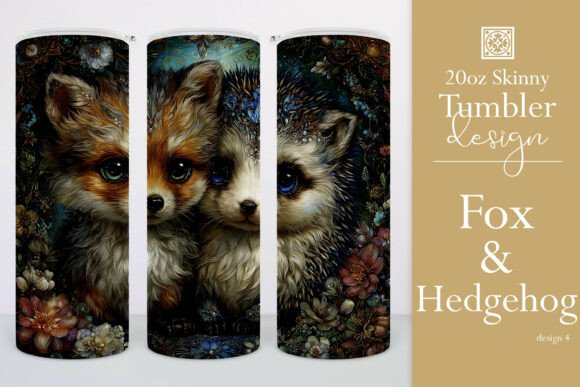Fox Hedgehog 20oz Tumbler Wrap, 4