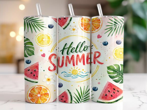 Hello Summer Sublimation Tumbler Wrap