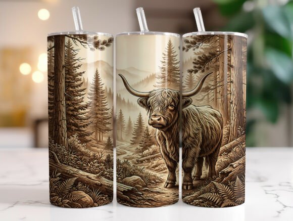 Highland Cow Tumbler Wrap Sublimation