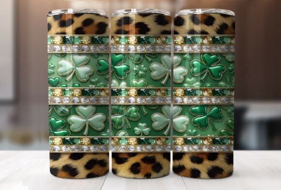 Leopard Shamrock St Patricks Day Tumbler