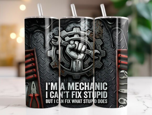 Mechanic 20oz Skinny Tumbler Wrap PNG