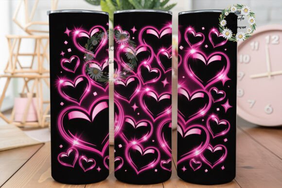 Neon Pink Hearts Swirl 20oz Tumbler Wrap