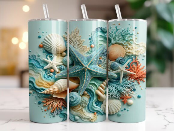 Ocean Seashell 20oz Tumbler Wrap PNG