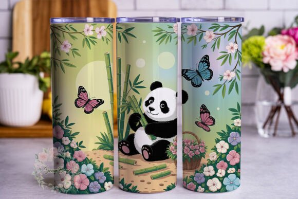 Panda Bamboo Garden 20oz Tumbler Wrap