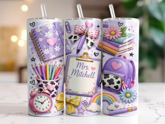 Pastel Teacher 20oz Skinny Tumbler Wrap