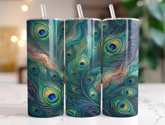 Peacock Feather 20oz Tumbler Wrap Design