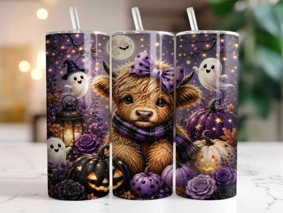 Pumpkin Season Highland Cow Tumbler Wrap