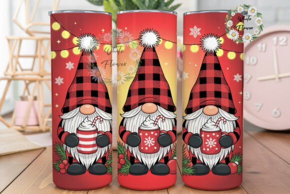 Red Plaid Gnomes Hot Cocoa 20oz Tumbler