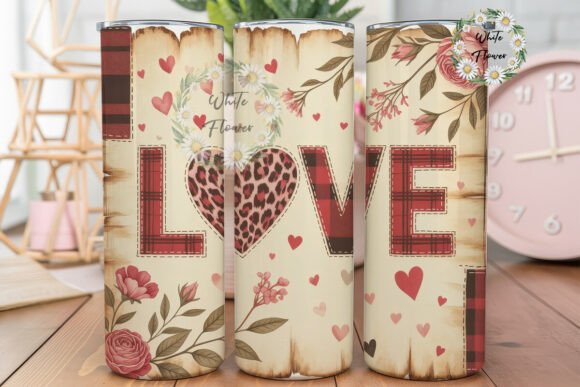 Romantic Plaid Leopard Love Tumbler Wrap