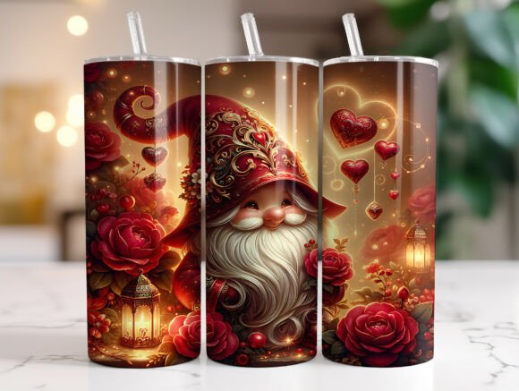 Roses Gnome Valentine's Tumbler Wrap