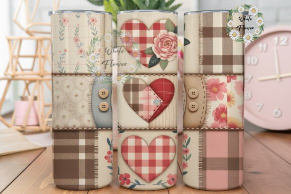 Rustic Floral Quilt Heart 20oz Tumbler