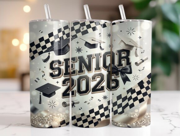 Senior 2026 Graduation Tumbler Wrap PNG