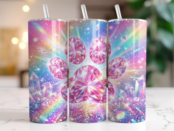 Sparkling Paw Print Crystal Tumbler Wrap