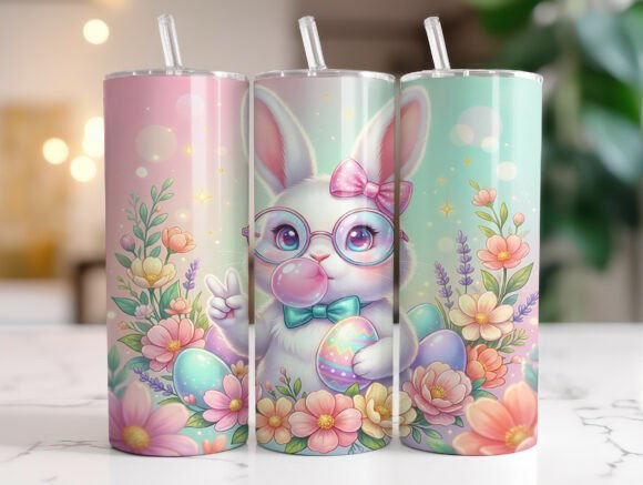Spring Floral Easter Bunny 20oz Tumbler