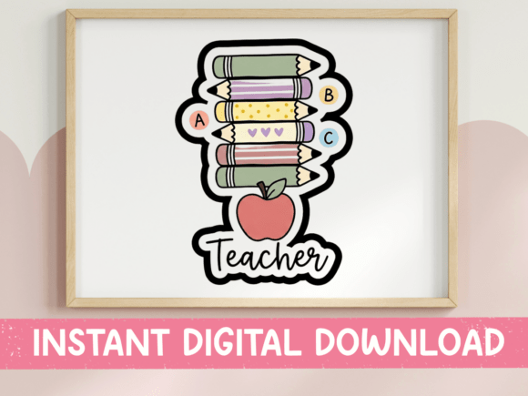 Teacher Pencil Stack Apple SVG