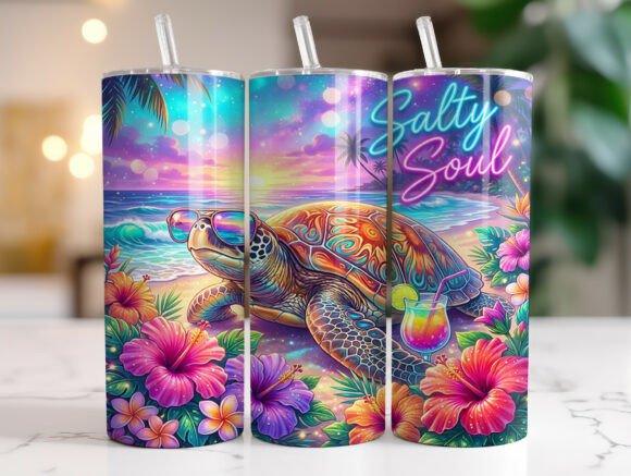 Tropical Turtle Salty Soul Tumbler Wrap