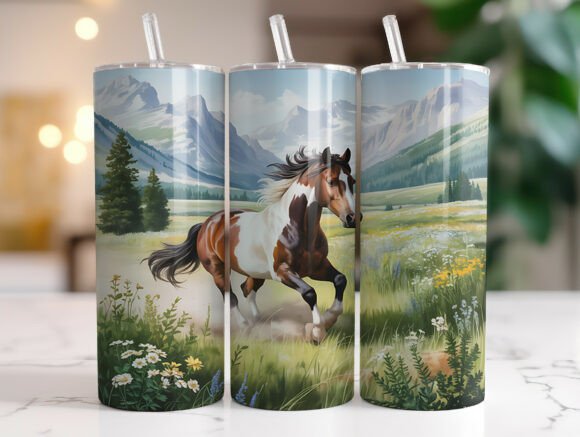 Wild Horse Meadow 20oz Tumbler Wrap PNG